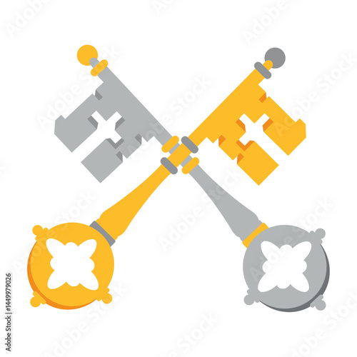 Obraz na płótnie Papal Coat of Arms Keys of Heaven Crossed Keys Vatican Insignia Icon w salonie