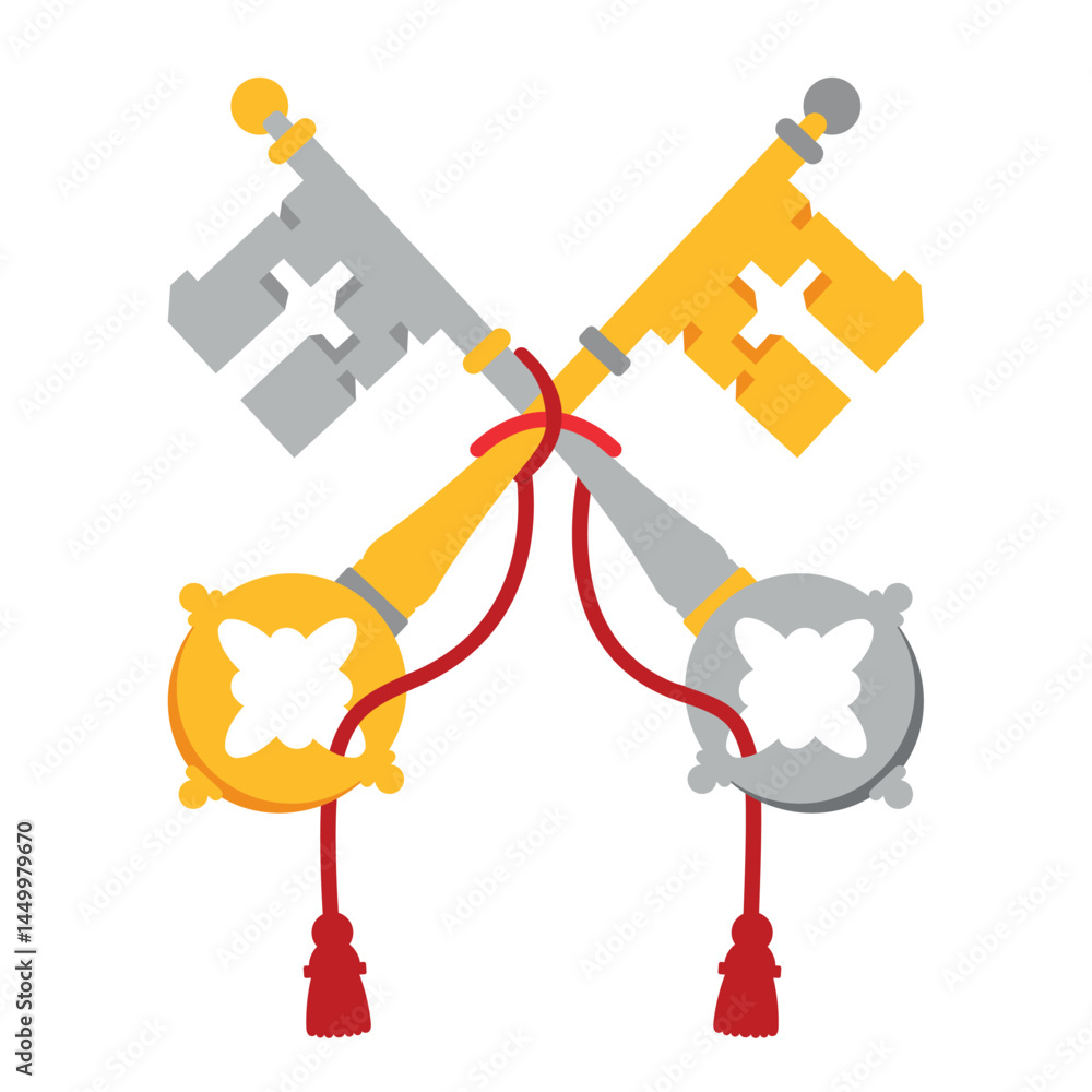 Papal Coat of Arms Keys of Heaven Catholic Heraldic Key Symbol Design