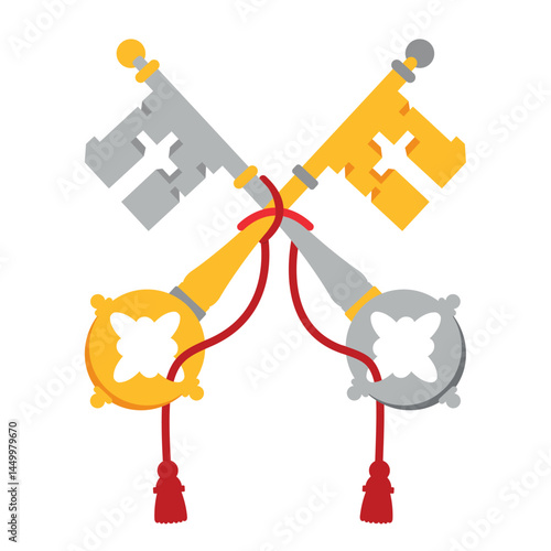 Obraz na płótnie Papal Coat of Arms Keys of Heaven Catholic Heraldic Key Symbol Design w salonie
