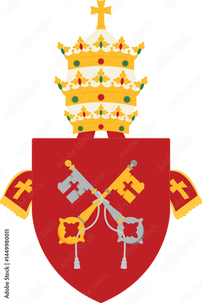 Papal Coat of Arms Keys of Heaven Red Shield Catholic Heraldic Icon