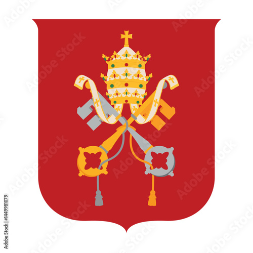 Obraz na płótnie Papal Coat of Arms Keys of Heaven Heraldic Shield Red Vatican Design w salonie