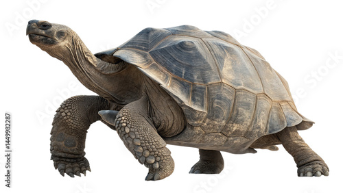 Wallpaper Mural A majestic Galapagos tortoise, a symbol of ancient wisdom and resilience, slowly makes its way against a stark white background. Torontodigital.ca
