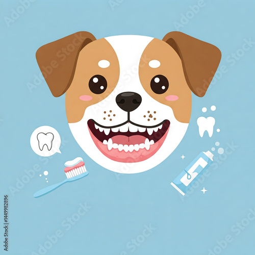 flat illustration of pet dental health