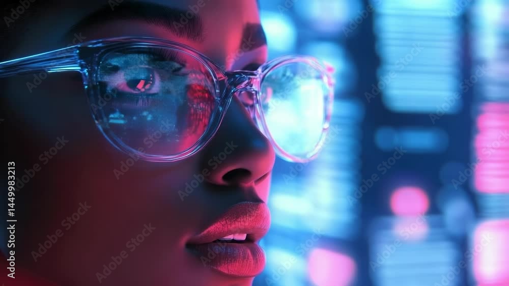 Elegant Professionals with Stylish Eyewear Engaged with AI-Generated Holographic Displays in a High-Tech Legal Office. Elegant Professionals with Stylish Eyewear Engaged with AI-Generated Holographic Displays in a High-Tech Legal Office.