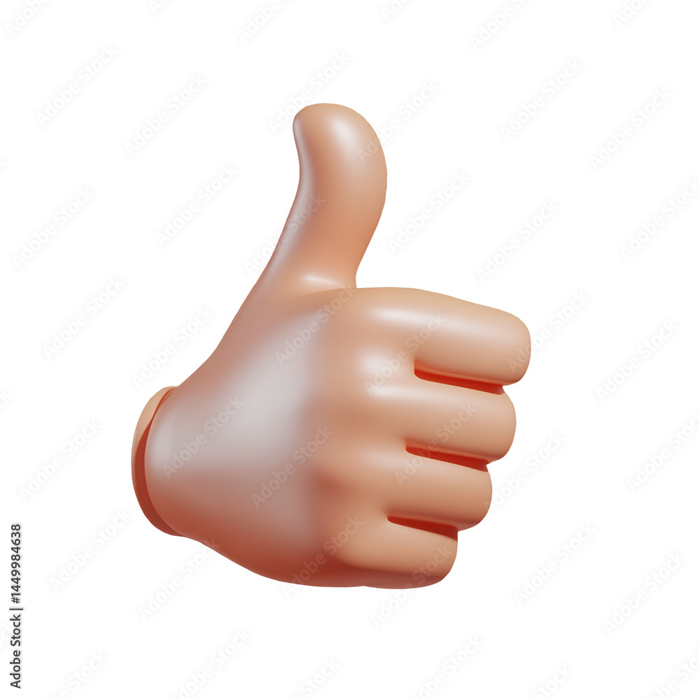 3D hand thumb-up emoji icon isolated on a transparent background 3D hand thumb-up emoji icon isolated on a transparent background