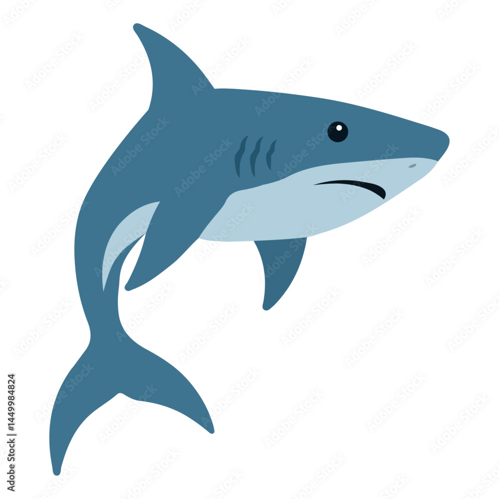 Fototapeta premium Cartoon Shark Illustration flat animal