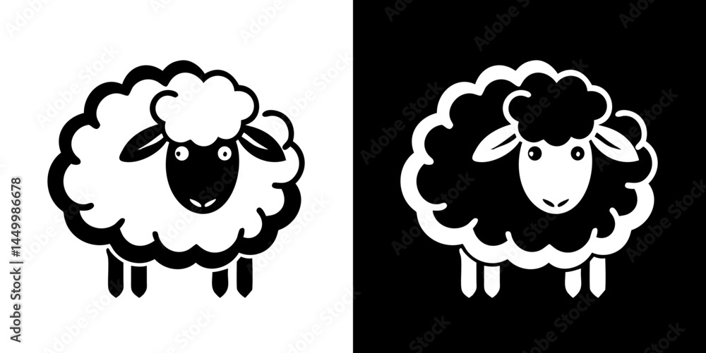 Cuye sheep in a playful minimalist style, contrasting black and white designs
Cuye sheep in a playful minimalist style, contrasting black and white designs