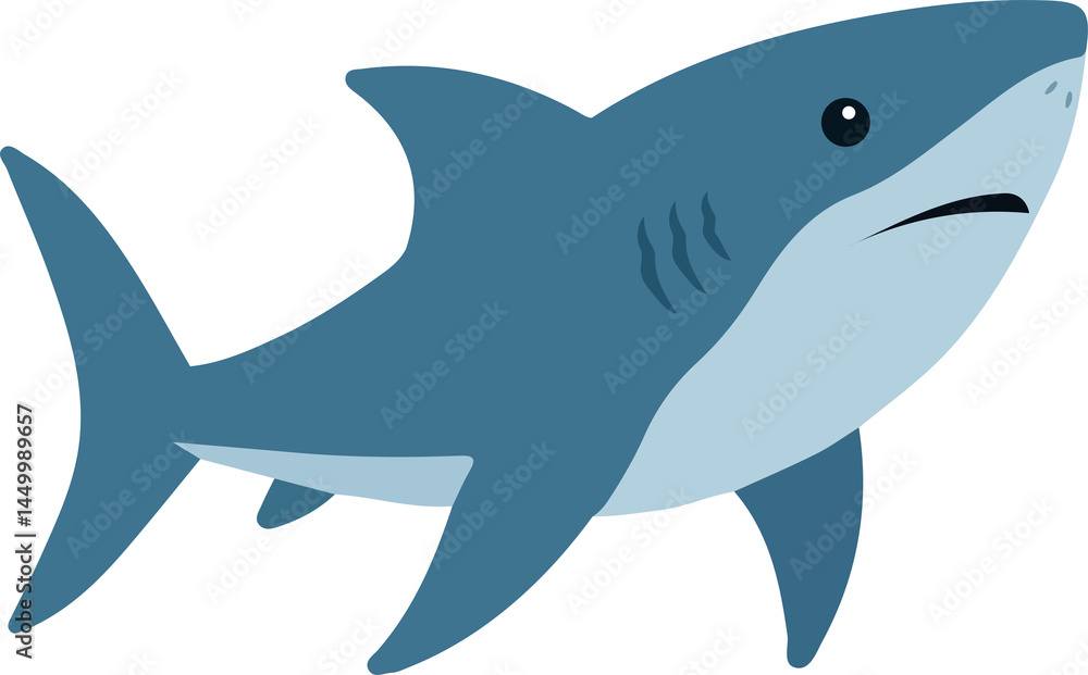 Fototapeta premium Great white shark Underwater hunter cartoon