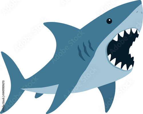 Great white shark animal cartoon sea