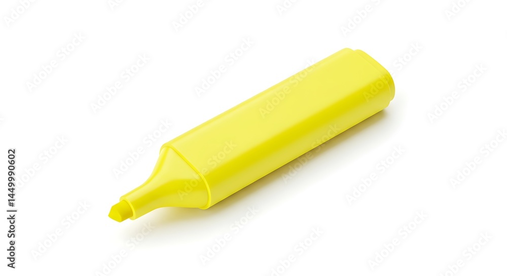 Bright Yellow Highlighter, Studio Shot, Close-up View of a Single Fluorescent Yellow Marker Pen Isolated on White Background, Perfect for Back to School and Office Supplies Bright Yellow Highlighter, Studio Shot, Close-up View of a Single Fluorescent Yellow Marker Pen Isolated on White Background, Perfect for Back to School and Office Supplies