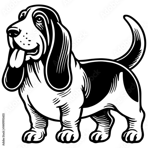 Basset Hound Dog Pixel Illustration.