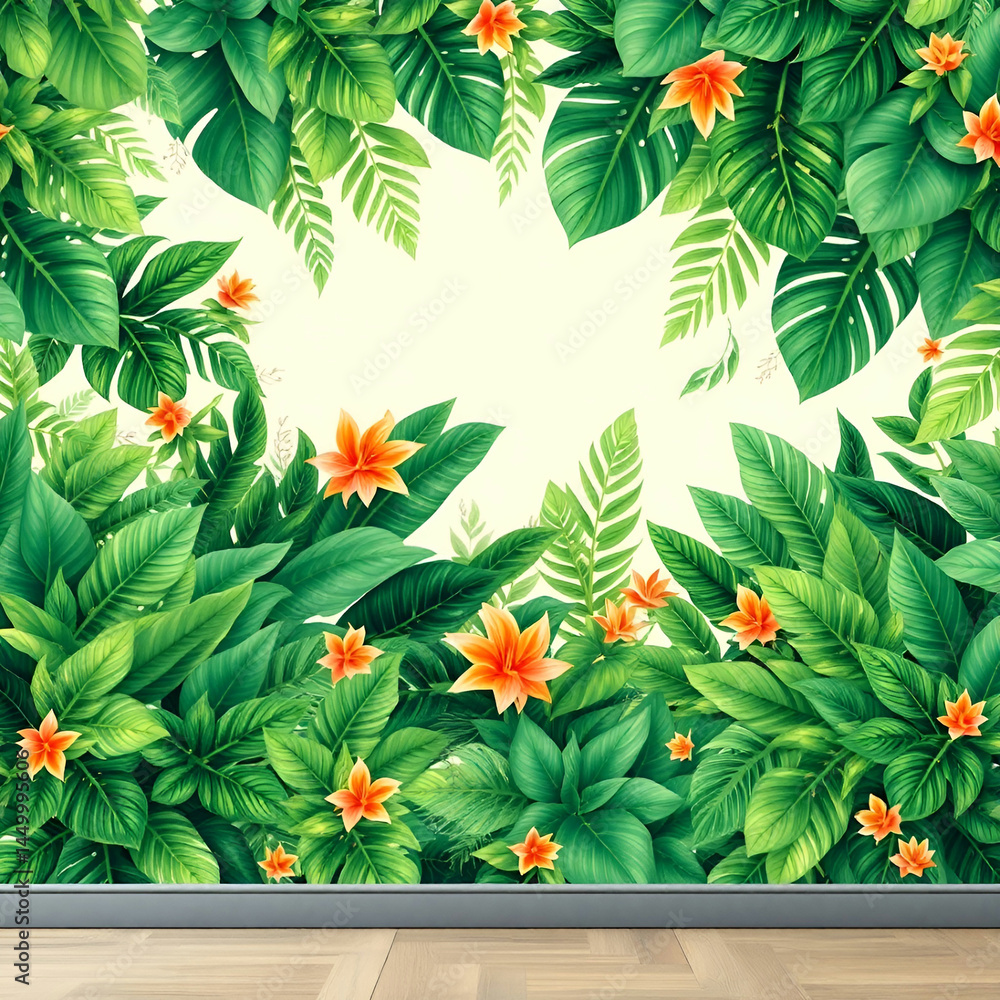 Seamless vector pattern with exotic tropical plants Seamless vector pattern with exotic tropical plants