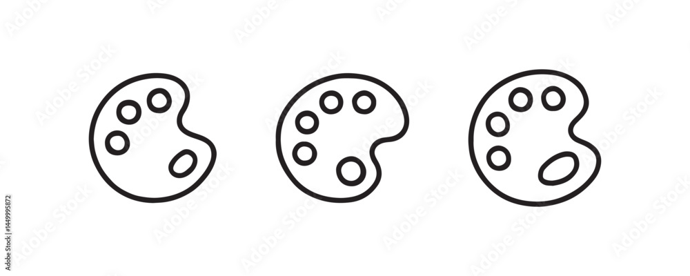 Paint palette icon set in outline style Vector Paint palette icon set in outline style Vector