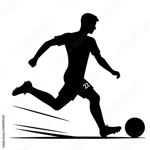 Soccer Player Silhouette Kicking Ball