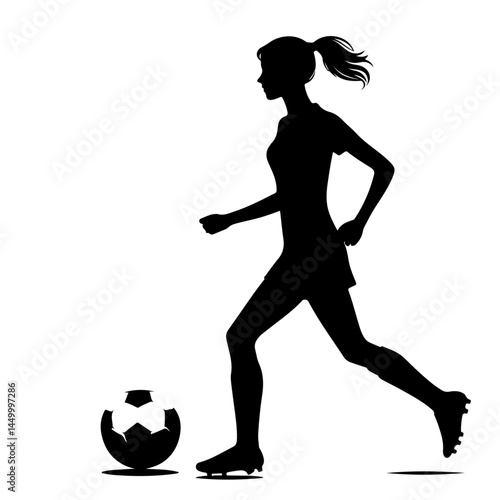 Soccer Player Silhouette Kicking Ball