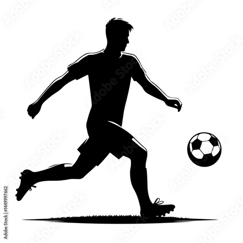 Soccer Player Silhouette Kicking Ball