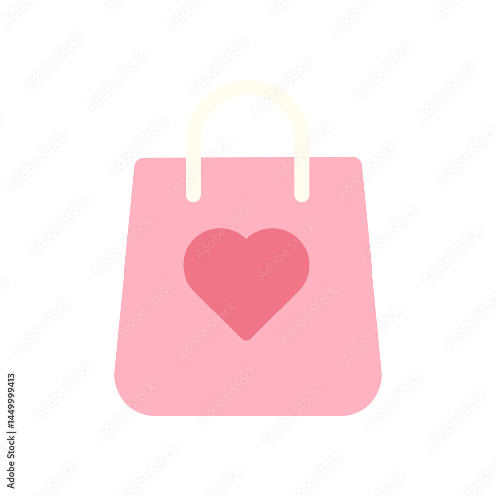 Cute shopping bag icon with heart symbol Cute shopping bag icon with heart symbol