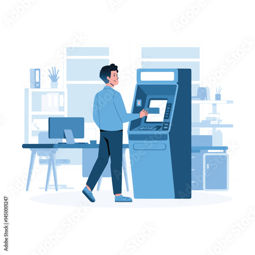 businessman withdrawing money from Automatic Teller Machine design