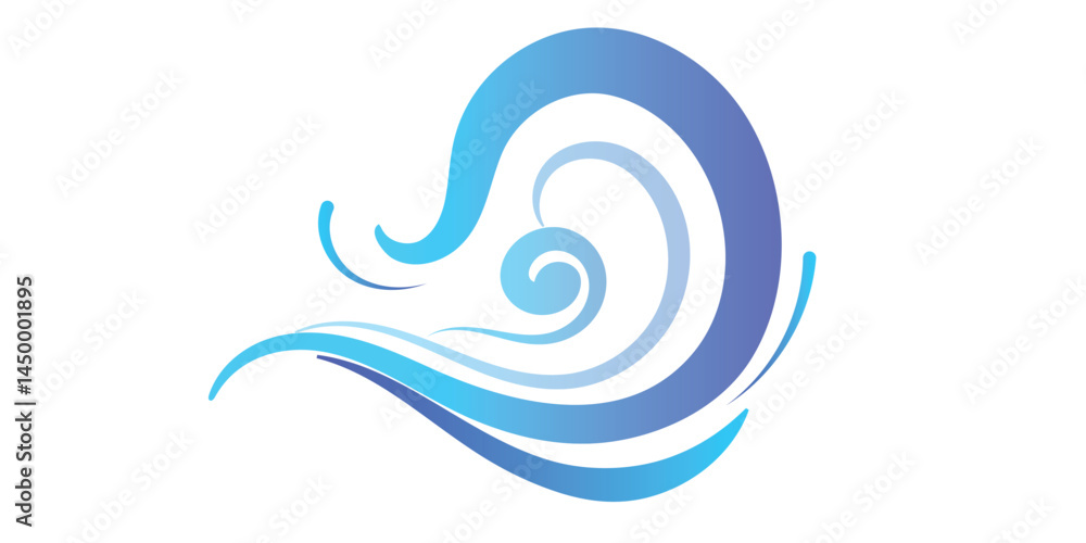 This image features flowing, stylized blue waves against a white background. This image features flowing, stylized blue waves against a white background.