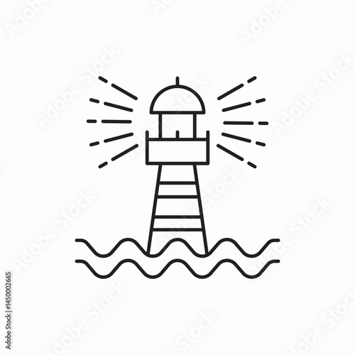 Lighthouse navigation beacon light icon vector sign