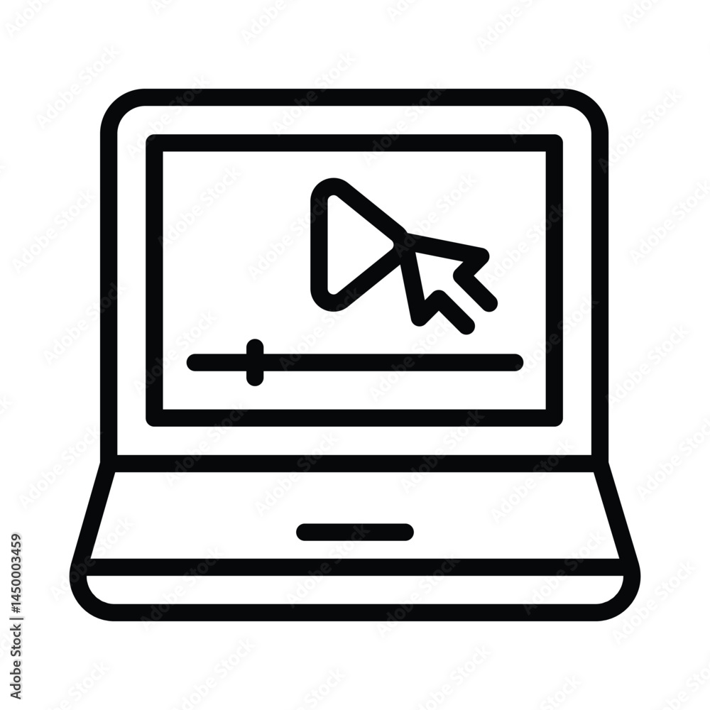 Online Video Play Vector outline icon. Eps10 file 