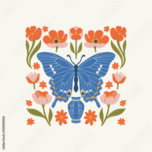 Floral abstract elements. Botanical composition. Modern trendy Matisse minimal style. Floral poster, invite. Vector arrangements for greeting card or invitation design