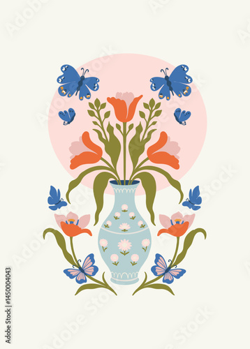 Floral abstract elements. Botanical composition. Modern trendy Matisse minimal style. Floral poster, invite. Vector arrangements for greeting card or invitation design