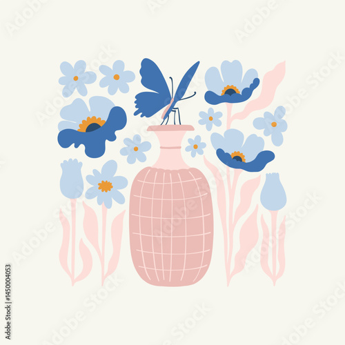 Floral abstract elements. Botanical composition. Modern trendy Matisse minimal style. Floral poster, invite. Vector arrangements for greeting card or invitation design