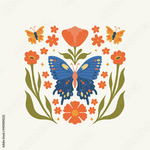 Floral abstract elements. Botanical composition. Modern trendy Matisse minimal style. Floral poster, invite. Vector arrangements for greeting card or invitation design