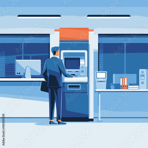 businessman withdrawing money from Automatic Teller Machine