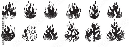 Fire flame icon. Brush grunge illustration. Graphic background. Spray fire symbol. Hot crayon texture graffiti. Heat shape, fire, flame, fire icon.