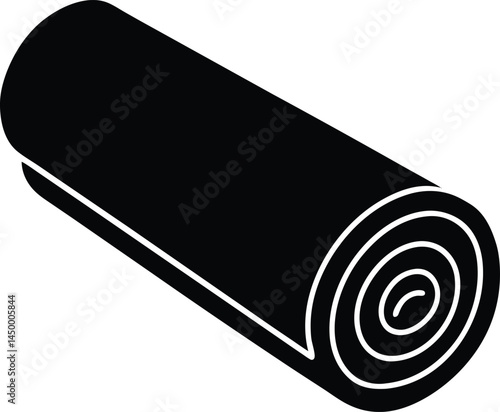 rolled yoga mat on white background