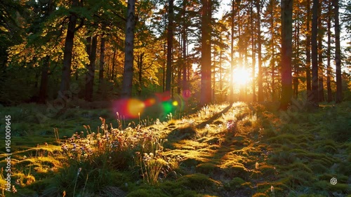 Wallpaper Mural Serene Golden Light in Tranquil Forest Landscape at Sunset Torontodigital.ca