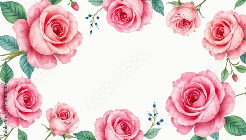 Delicate watercolor roses repeat in a soft, romantic pattern , surface pattern, nature, textile
