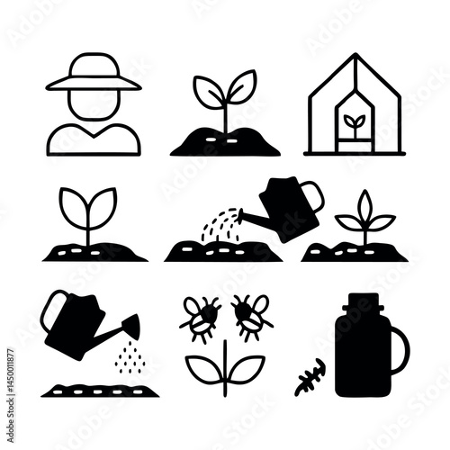 A collection of black silhouette icons representing various modes of transportation, including a car, bus, tram, train, bicycles, ship, and airplane. Perfect for travel, transport services, public tra
