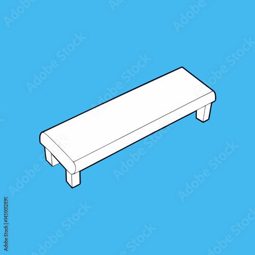 vector illustration of a blue and white bench , footboard
