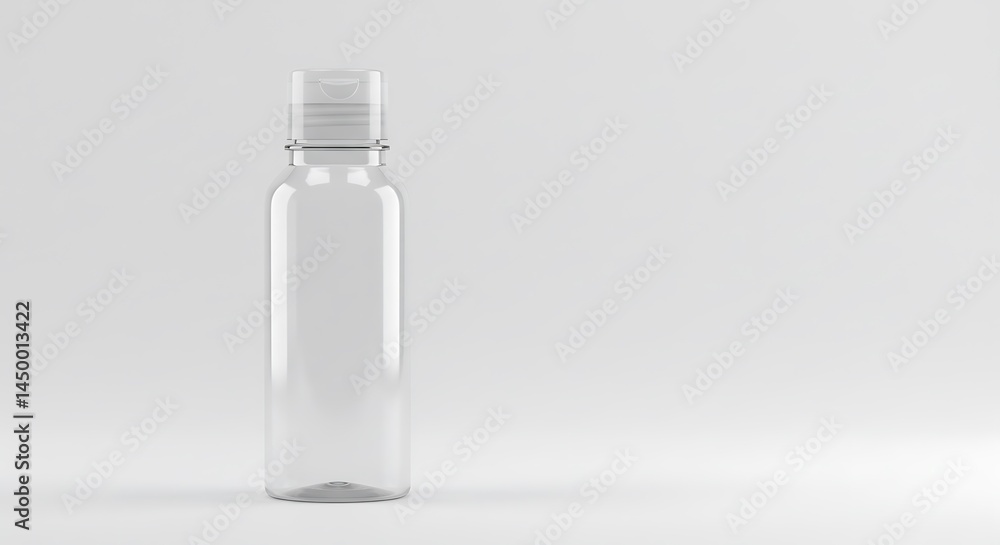 Transparent Plastic Bottle Mockup on White Background Transparent Plastic Bottle Mockup on White Background