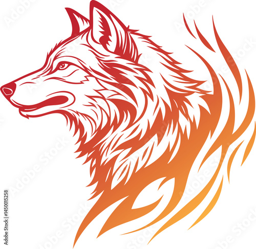 red wolf head logo vector illustration design