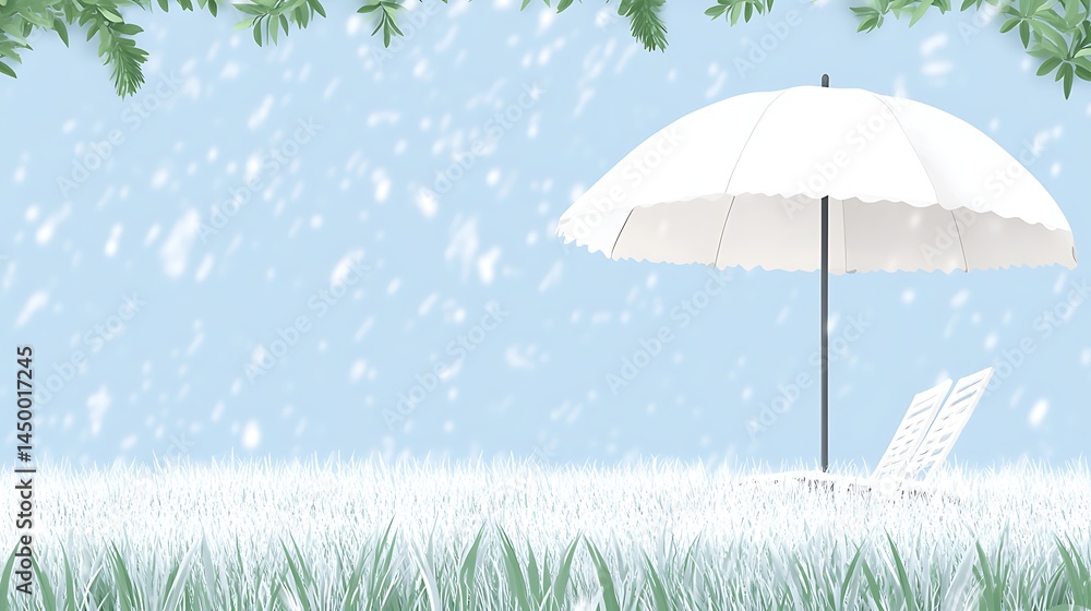 Obraz premium Winter scene with umbrella and snow
