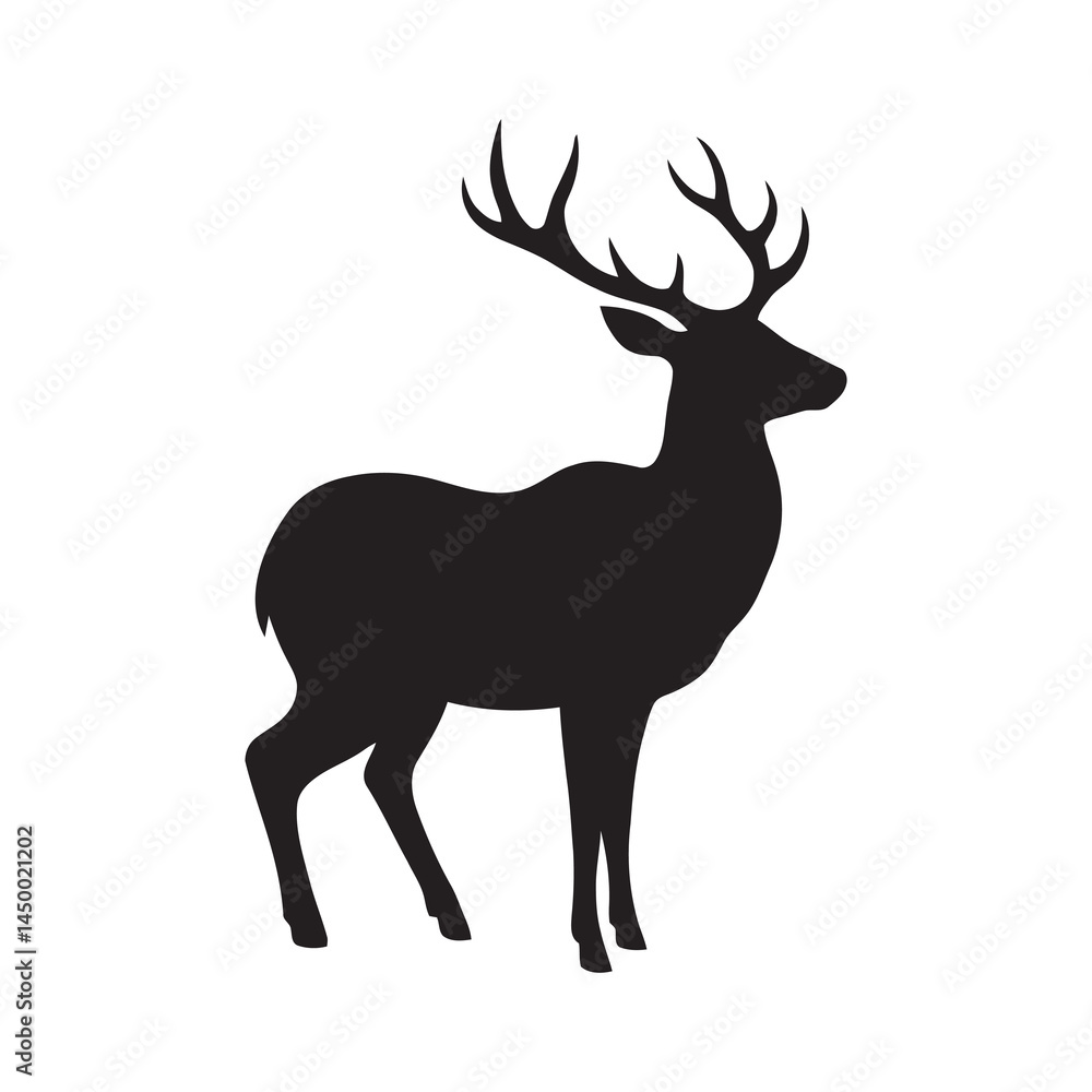 Fototapeta premium deer silhouette monochrome logo design vector illustration on white background