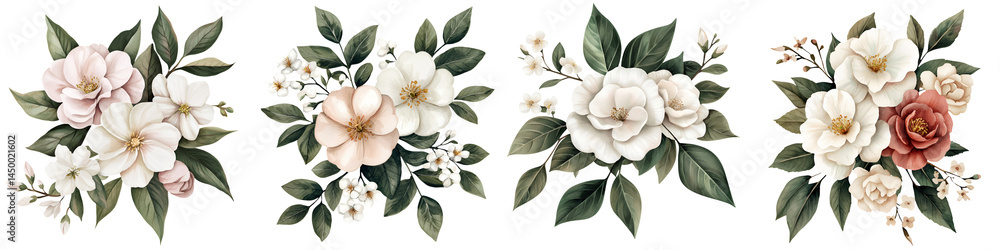 Obraz premium Elegant floral bouquets in soft pastel colors