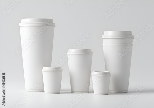 Wallpaper Mural White Disposable Coffee Cups in Ascending Sizes on Clean Background Torontodigital.ca