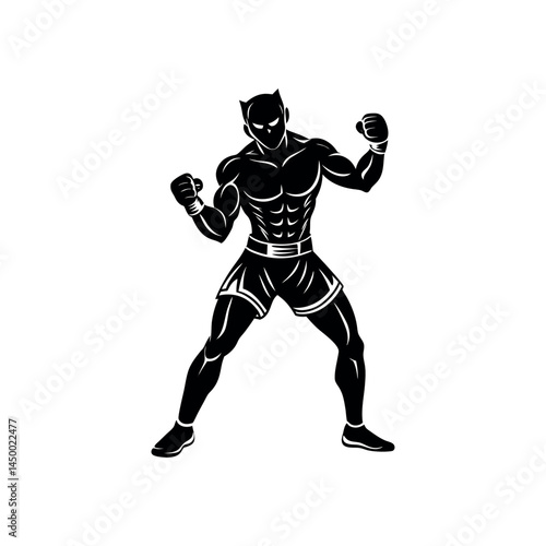 Boxing pose graphic for combat sports content