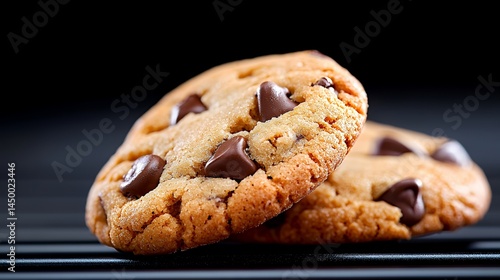 Chocolate Chip Cookies on Black Surface