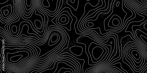  terrain path isolated on a black background retro topographic map. vector illustration.
