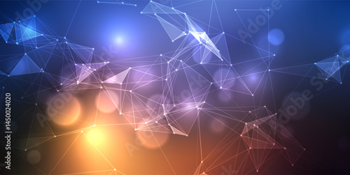 Modern banner design with bokeh lights and plexus design