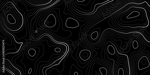  terrain path isolated on a black background retro topographic map. vector illustration.
