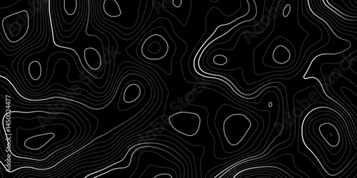  terrain path isolated on a black background retro topographic map. vector illustration.
