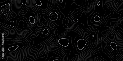  terrain path isolated on a black background retro topographic map. vector illustration.
