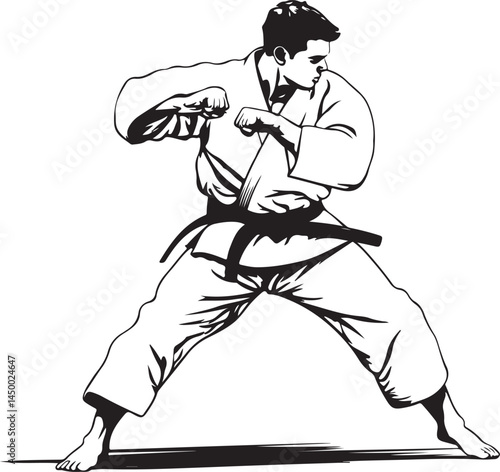 vector illustration of a karate player
